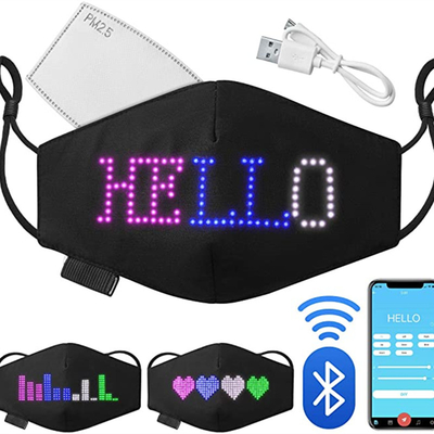 La LED unisexe s'allument vers le haut du masque programmable de couverture de visage mettant en rouleau le texte