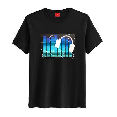 Le bruit de mode a activé la lumière de T-shirt de LED vers le haut de Flahsing avec la voix