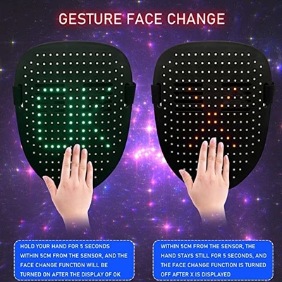 masque protecteur de 5V 1A LED avec la lumière de détection de geste rougeoyant dans l'obscurité