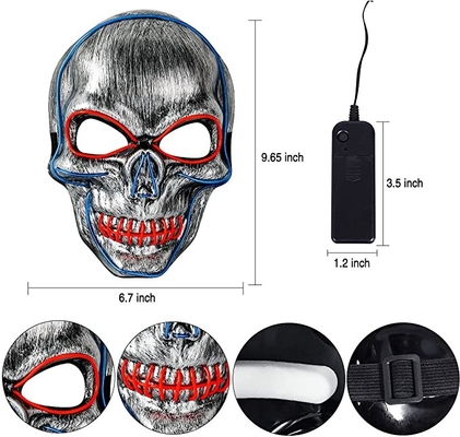 De crâne d'allumer masque protecteur effrayant de Halloween LED réglable pour des adultes