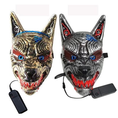 Masque protecteur de Wolf Animal Scary Halloween LED pour des femmes des hommes rougeoyant dans l'obscurité