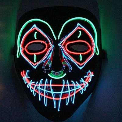 Lumineux effrayant multi de masque protecteur de Halloween LED de couleur dans l'obscurité