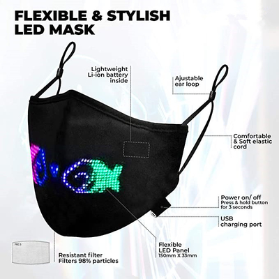 Masque protecteur programmable des adultes LED