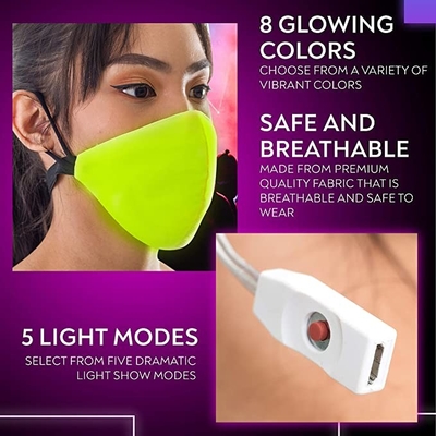 Couleurs claires programmables optiques du masque protecteur de la fibre LED 7 5 modes de clignotant