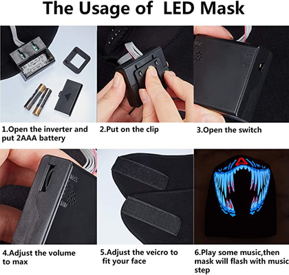 Rougeoyer lumineux de contrôle de voix de masque protecteur de musique de LED la nuit
