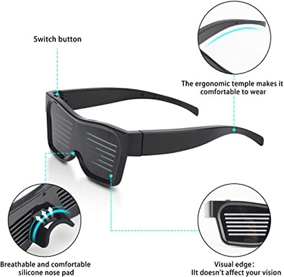 Les verres plombeux programmables rechargeables d'USB textotent des modes de rythme de musique d'animation de graffiti