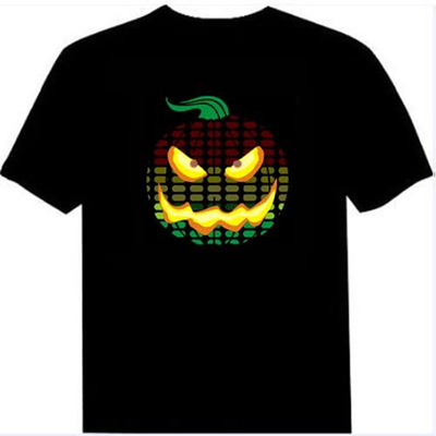 Le contrôle de voix s'allument vers le haut du cou 100% de rond de coton de T-shirt de LED pour des adultes