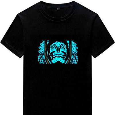 Lumière audio de contrôle vers le haut de la musique sans fil de T-shirt de LED clignotant noire