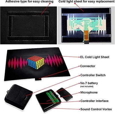 Lumière audio de contrôle vers le haut de la musique sans fil de T-shirt de LED clignotant noire