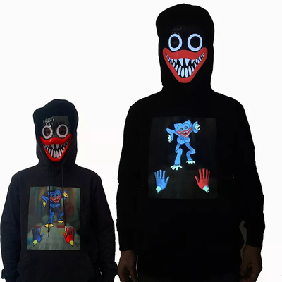 LED flexible allumant la lumière de doux de T-shirt vers le haut de rougeoyer noir