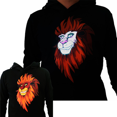 T-shirt de clignotant des couples LED avec du coton 100% de Lion Pattern Unisex