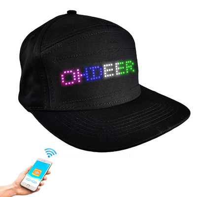 Édition du chapeau d'affichage à LED avec le noir rechargeable de contrôle d'appli de Bluetooth