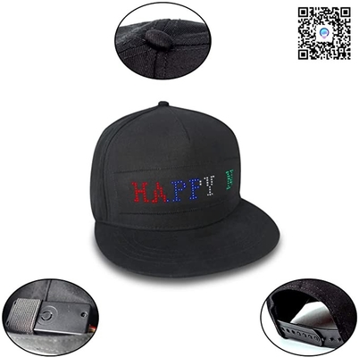 Édition du chapeau d'affichage à LED avec le noir rechargeable de contrôle d'appli de Bluetooth