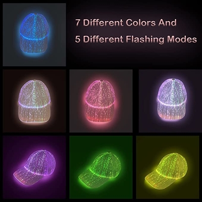 7 chapeaux de clignotant lumineux de casquettes de baseball des lumières LED de couleur pour la disco de partie