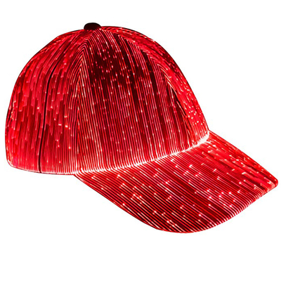 Chapeaux optiques menés rougeoyants lumineux de lumière de fibre de casquettes de baseball rechargeables