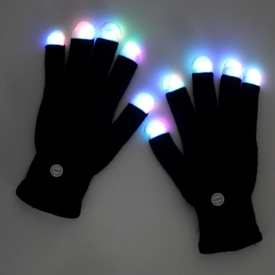 Lumière lumineuse de partie d'éloge de LED vers le haut des gants de doigt clignotant noirs