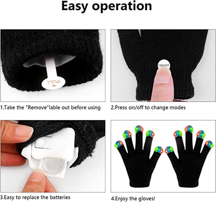 Lumière lumineuse de partie d'éloge de LED vers le haut des gants de doigt clignotant noirs