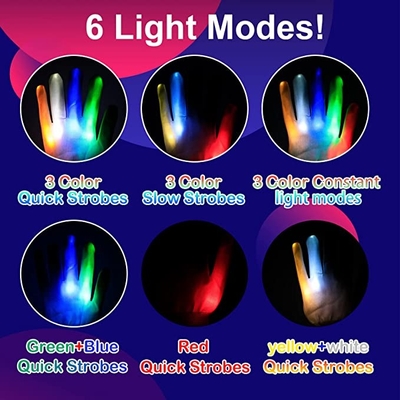 Les gants blancs de lumière de LED pour les adultes 5 d'enfants colore 6 &quot;copies claire&quot;