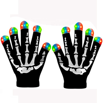Gants de lumière des bouts du doigt LED clignotant 3 couleurs 6 modes squelettiques