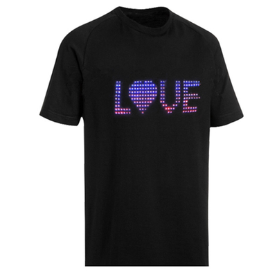 T-shirt de message du contrôle LED d'APPLI avec du coton 100% d'affichage de Progrmme