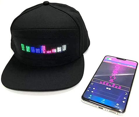 Chapeau programmable de noir de message de signe de chapeau animé de Bluetooth LED