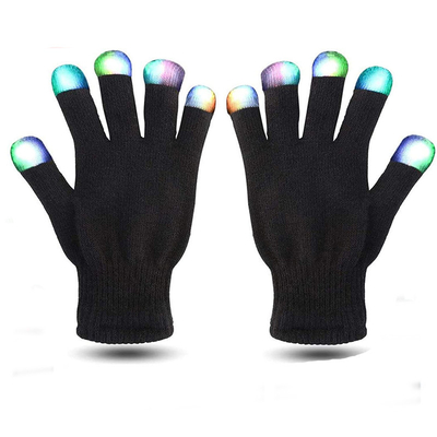 Gants rougeoyants de lumière des bouts du doigt foncés LED pour l'éloge de fête de Noël