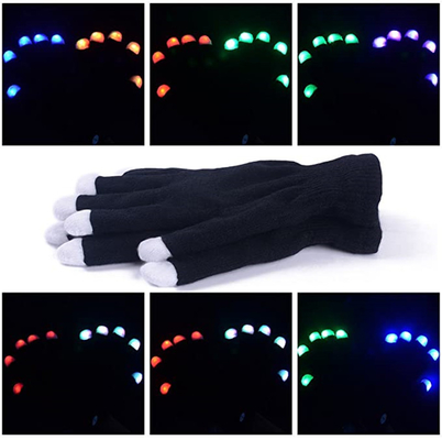 Gants rougeoyants de lumière des bouts du doigt foncés LED pour l'éloge de fête de Noël
